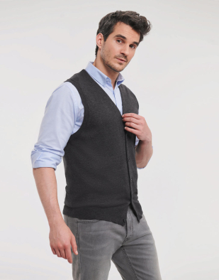 Sweatshirt Russell Collection Men's V-Neck Sleeveless Knitted Cardigan 79900 | Swedishmerch