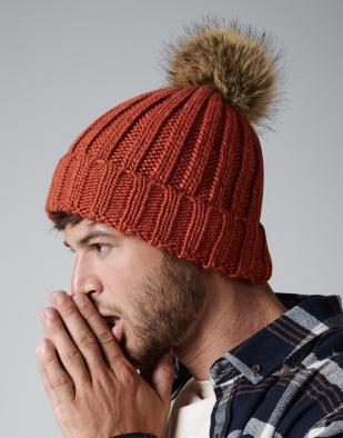 Mössa Beechfield Fur Pop Pom Chunky Beanie 36469 | Swedishmerch